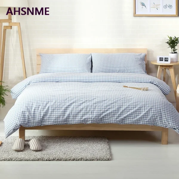 AHSNME 100% Cotton Nevresim Takimlari Super Soft parrure de lit Cool Summer Light Blue Super california king size bedding set - Image 3