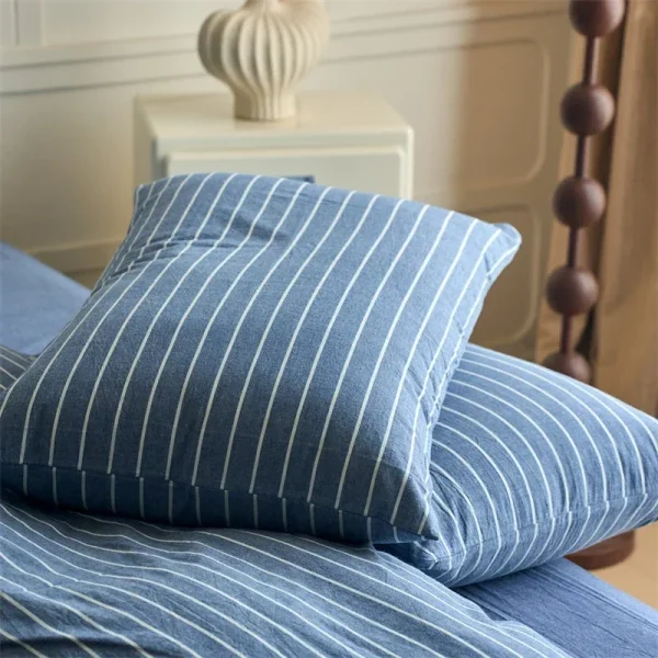 Luxury 100% Cotton Stripe 3-Piece Duvet Cover Set (1 Duvet Cover + 2 Pillowcases),Yarn-Dyed,Soft Bedding Set, Multiple Sizes - Image 3