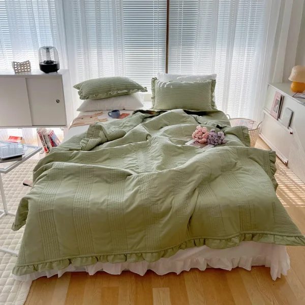 2024 New Korean Chiffon Summer Quilt Three Piece Set Air-condition Quilt Kids Adult Quilts Polyester Washable Home Use 이불 - Image 3