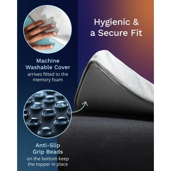 Dusk 3-Inch Memory Foam Mattress Topper - Mattress Topper, Washable Cover, Cooling & Back Pain Relief, CertiPUR-US Performance - Image 4