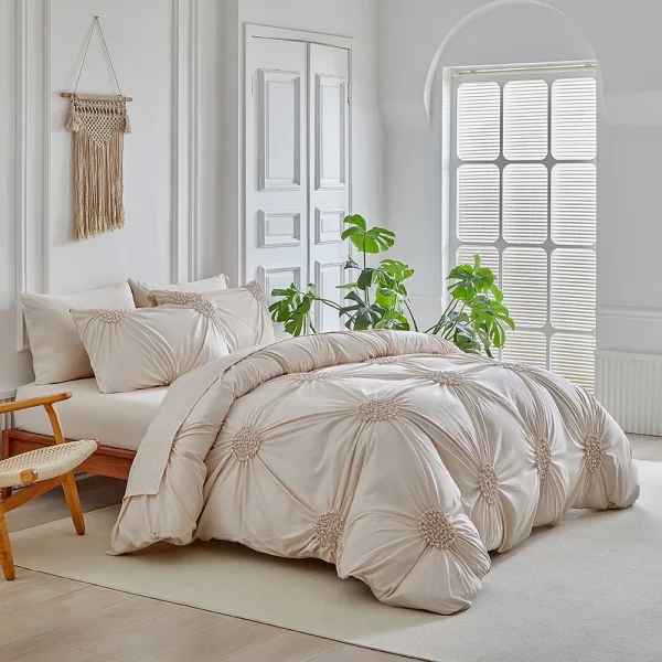 Spring summer new flower quilt set 3 sets Circular pinching, pleated design, simple and advanced, with zipper and corner belt, - Image 3