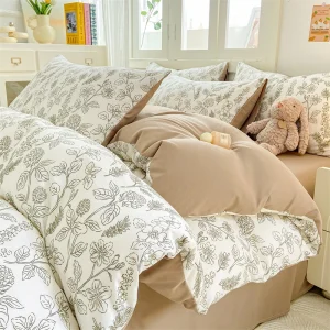 A-Class Maternal and Infant Super Soft Wrinkle Yarn Water Washed Cotton Four piece Set Bubble Cotton Quilt Set Bed Sheet