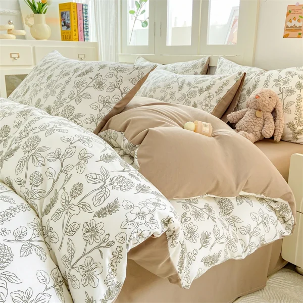 A-Class Maternal and Infant Super Soft Wrinkle Yarn Water Washed Cotton Four piece Set Bubble Cotton Quilt Set Bed Sheet
