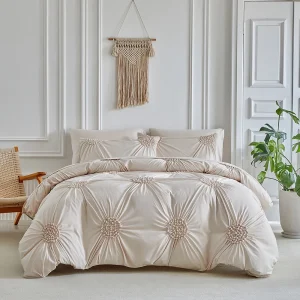 Spring summer new flower quilt set 3 sets Circular pinching, pleated design, simple and advanced, with zipper and corner belt,