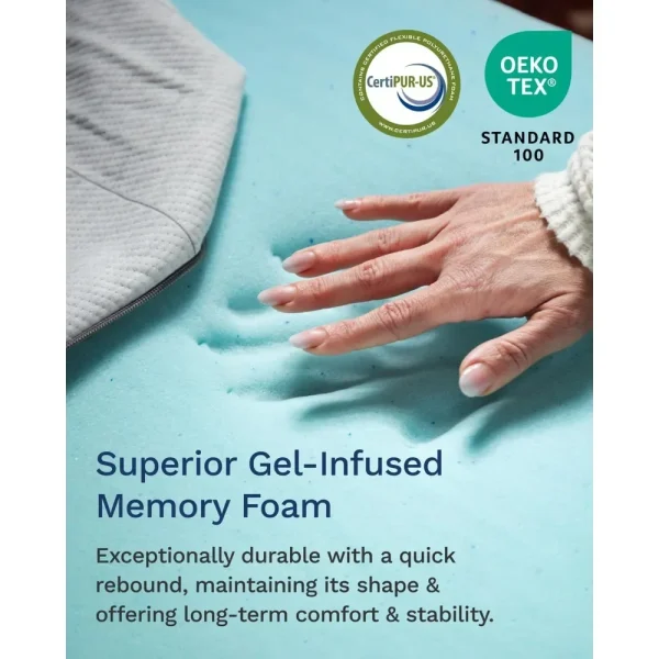 Dusk 3-Inch Memory Foam Mattress Topper - Mattress Topper, Washable Cover, Cooling & Back Pain Relief, CertiPUR-US Performance - Image 2